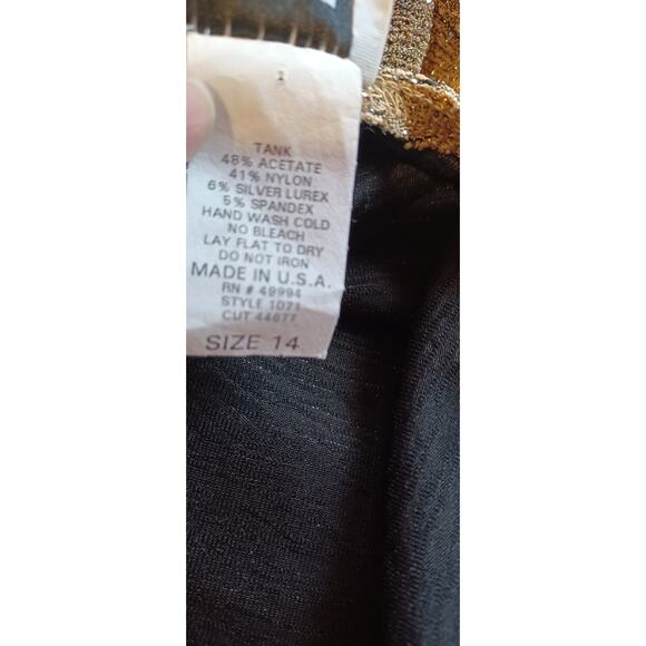 VTG Women's R&M Richards Cocktail Party 2pc Jacket & Cami Set Gold Size 14 Glam - Picture 12 of 12